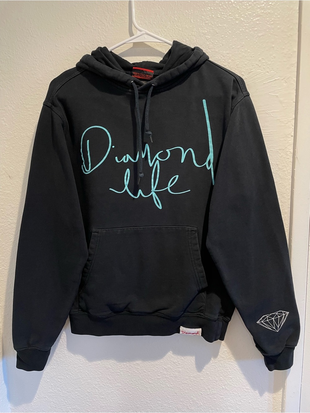 💎 Diamond Supply Co. Black & Teal Hoodie • Size S 🔥